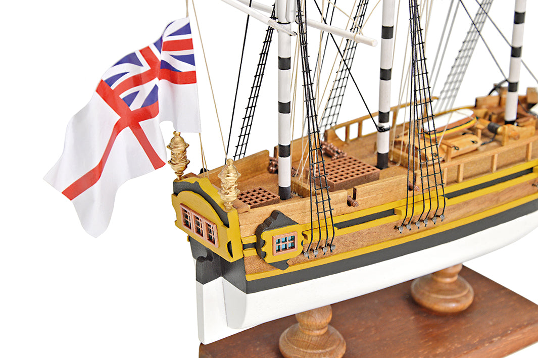 Photo of the Amati HMS Bounty First Step Model Kit in 1:135 scale, assembled wooden beginner ship model