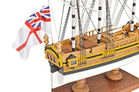 Photo of the Amati HMS Bounty First Step Model Kit in 1:135 scale, assembled wooden beginner ship model