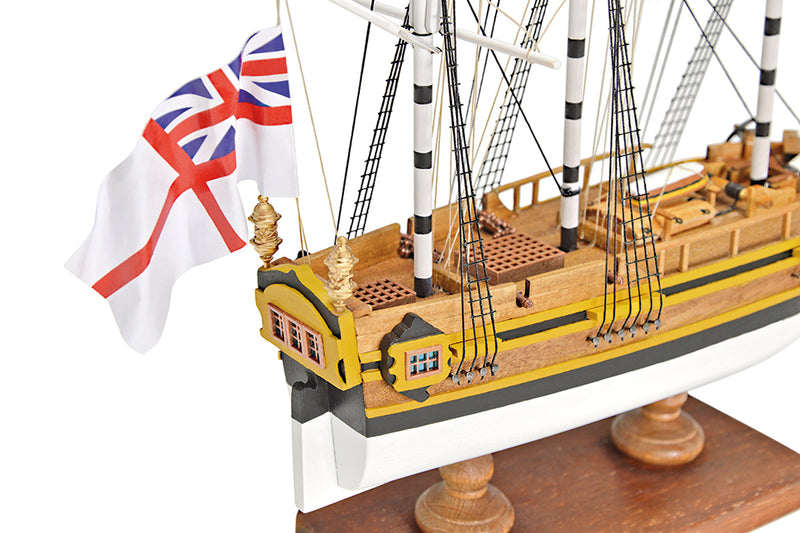 Photo of the Amati HMS Bounty First Step Model Kit in 1:135 scale, assembled wooden beginner ship model