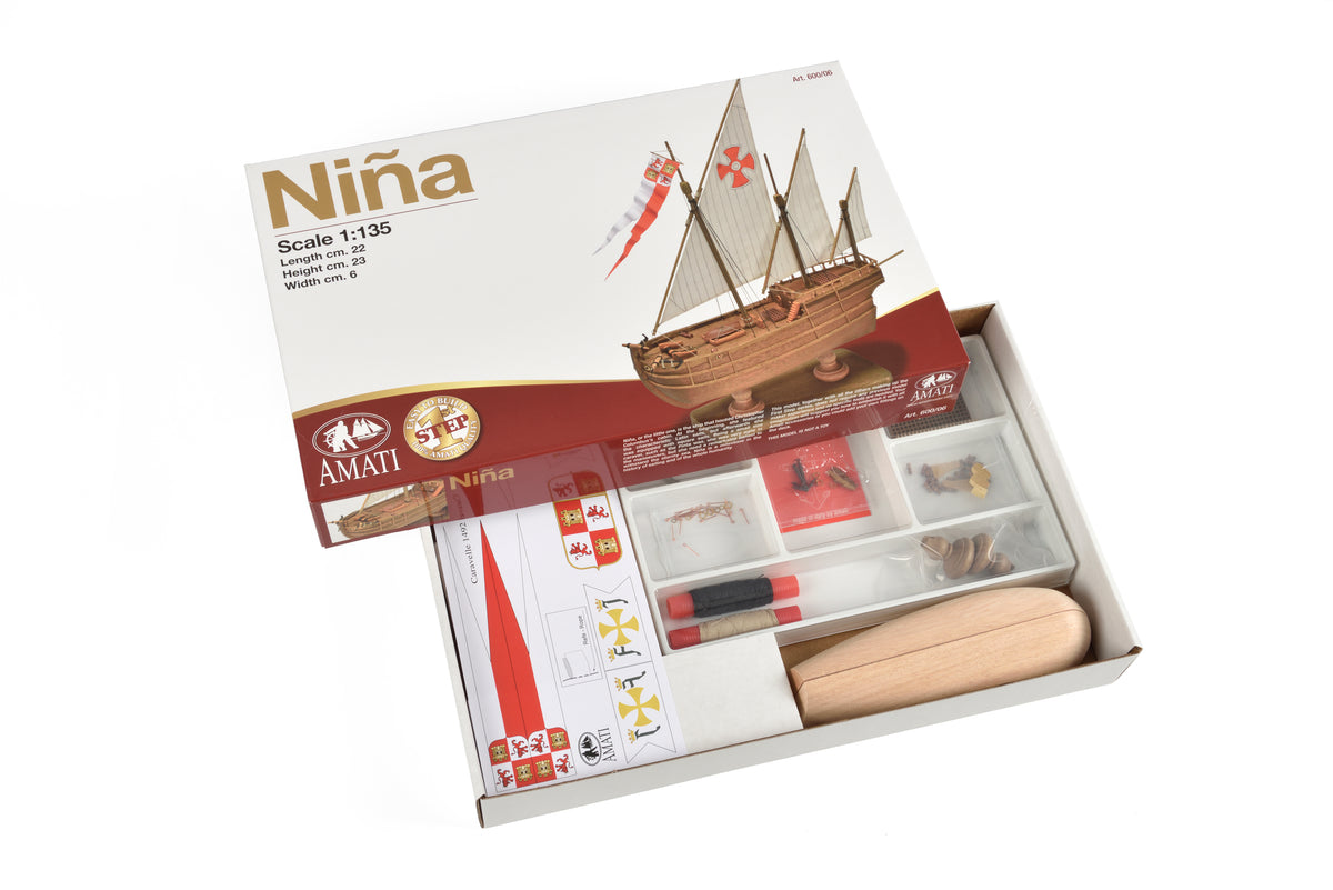 Photo of the Amati Nina Caravel First Step wooden model ship in 1:135 scale