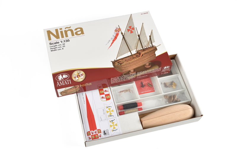 Photo of the Amati Nina Caravel First Step wooden model ship in 1:135 scale