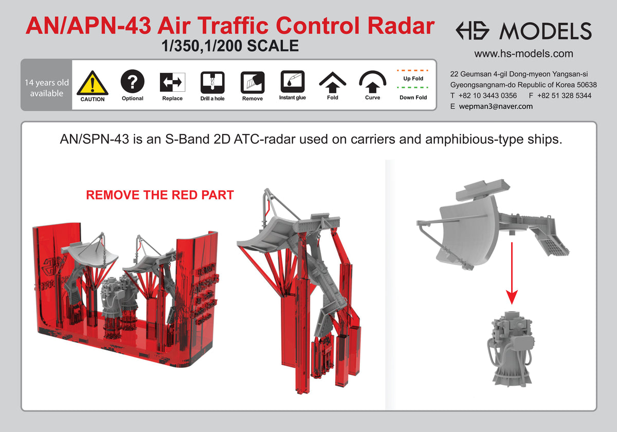 Photo of AN/APN-43 Air Traffic Control Radar 1/350 scale resin model set from HS Model HSM-U350074S