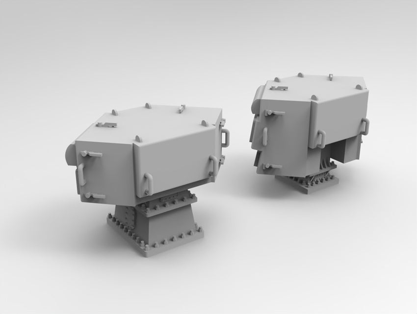 Photo of AN/SLQ-32 Electronic Warfare Suite 1:700 scale resin model set by HS Model HSM-U700007S showing detailed 3D printed parts