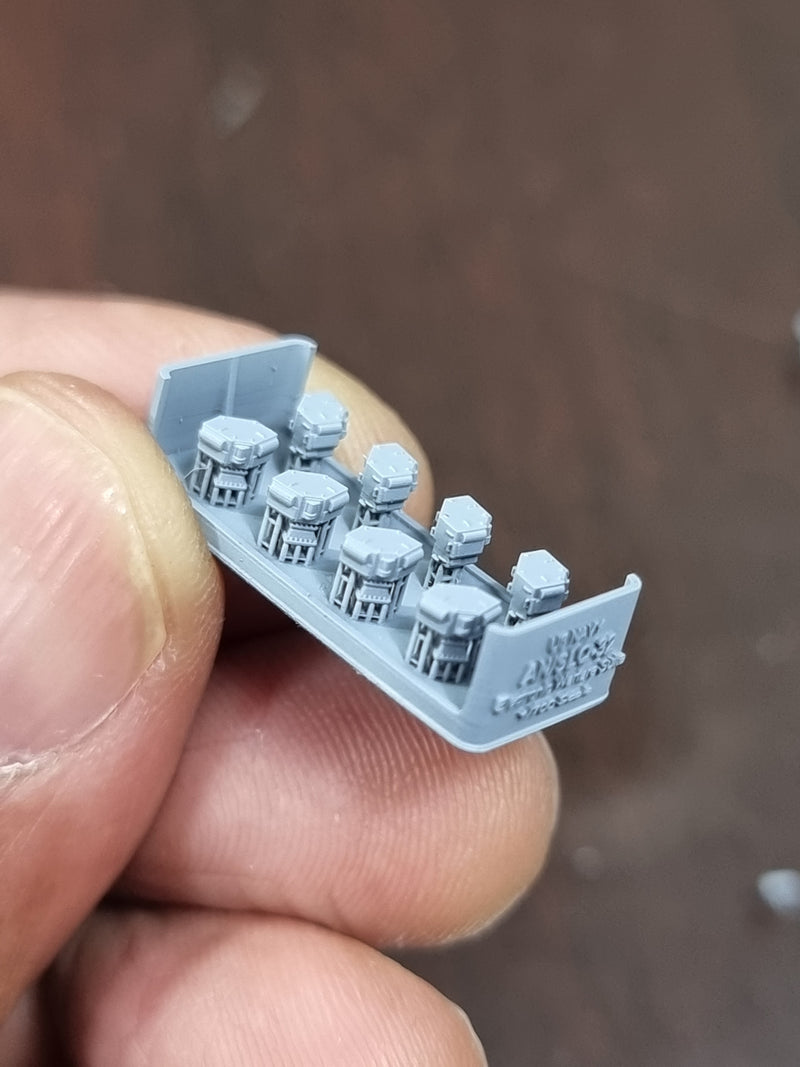 Photo of AN/SLQ-32 Electronic Warfare Suite 1:700 scale resin model set by HS Model HSM-U700007S showing detailed 3D printed parts