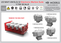 Photo of AN/SLQ-32 Electronic Warfare Suite 1:700 scale resin model set by HS Model HSM-U700007S showing detailed 3D printed parts