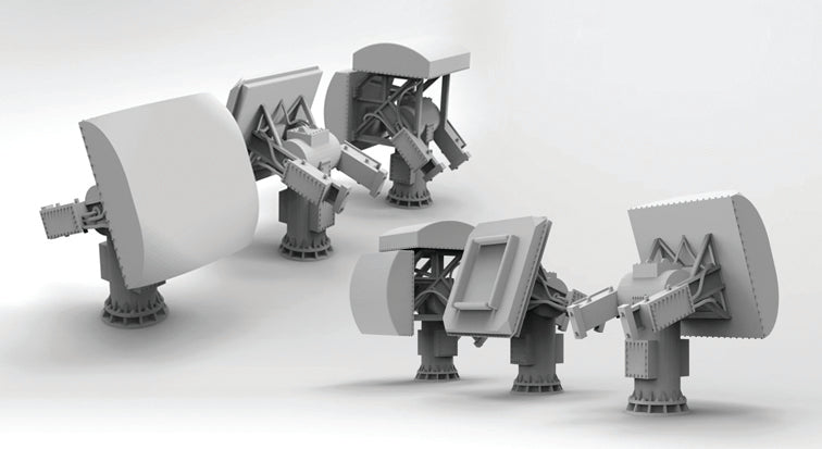 Photo of AN/SMQ-11 Receiving Terminal 1:700 scale resin model set by HS Model HSM-U700010S showing 6 detailed communication terminals in 3 types