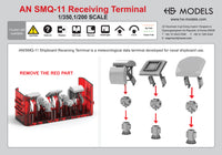 Photo of AN/SMQ-11 Receiving Terminal 1/350 scale resin set by HS Model HSM-U350075S showing six detailed parts in three types