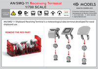 Photo of AN/SMQ-11 Receiving Terminal 1:700 scale resin model set by HS Model HSM-U700010S showing 6 detailed communication terminals in 3 types