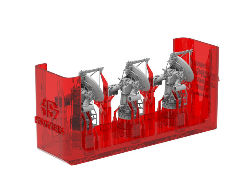 Photo of AN/SPG-51 Illumination Radar 1:700 HS Model HSM-U700014S 3D printed resin parts showing 6 pieces in 2 types
