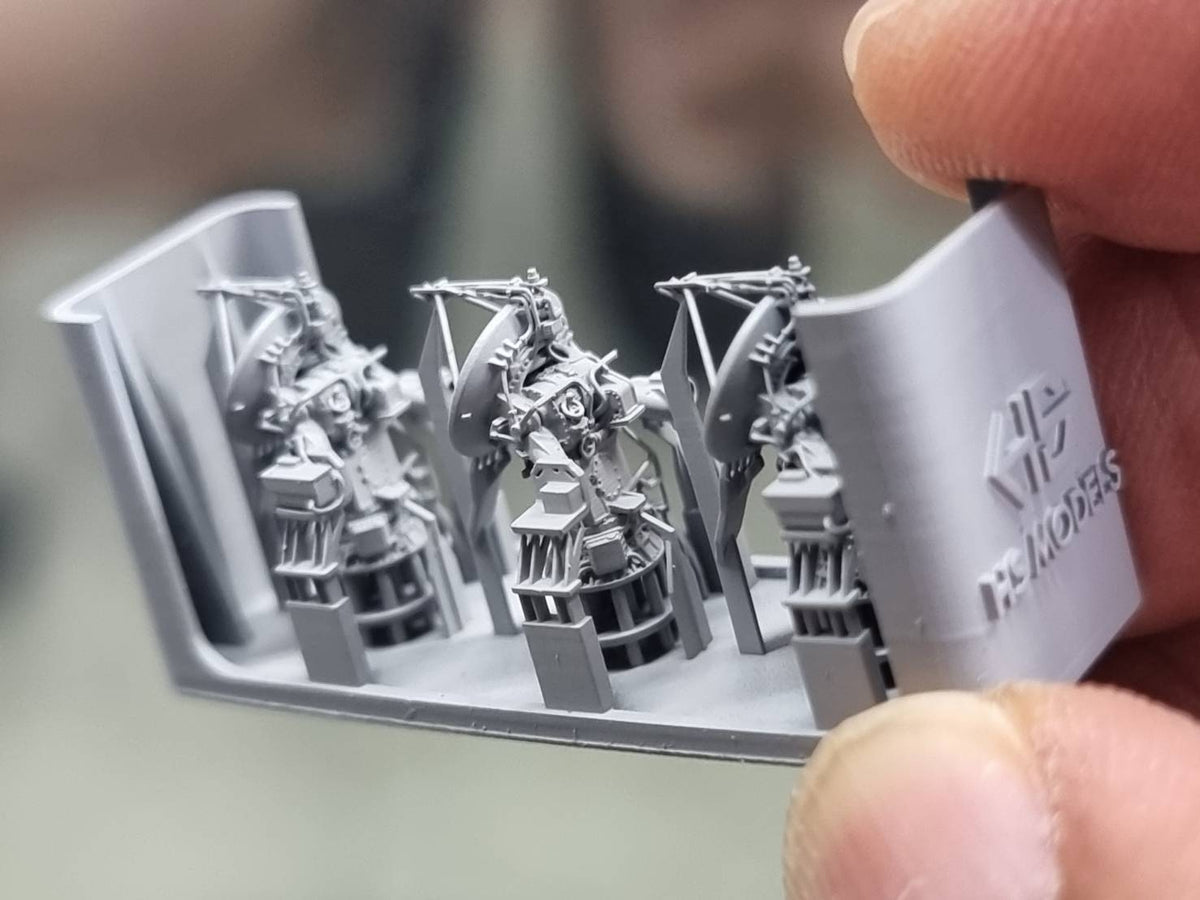 Photo of AN/SPG-51 Illumination Radar 1/350 scale resin set from HS Model HSM-U350071S showing 3D printed details