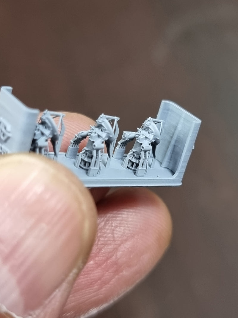 Photo of AN/SPG-51 Illumination Radar 1:700 HS Model HSM-U700014S 3D printed resin parts showing 6 pieces in 2 types