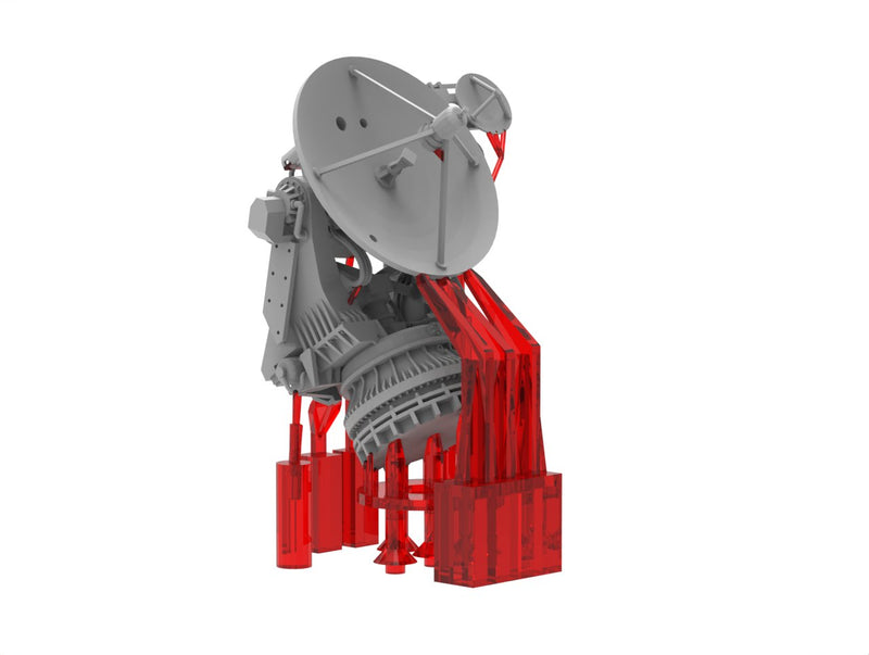 Photo of AN/SPG-60 Illumination Radar 1:700 scale resin model set by HS Model, showing detailed radar parts in 3D printed finish