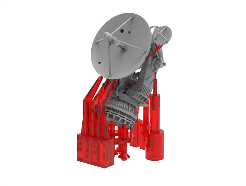 Photo of AN/SPG-60 Illumination Radar 1:700 scale resin model set by HS Model, showing detailed radar parts in 3D printed finish