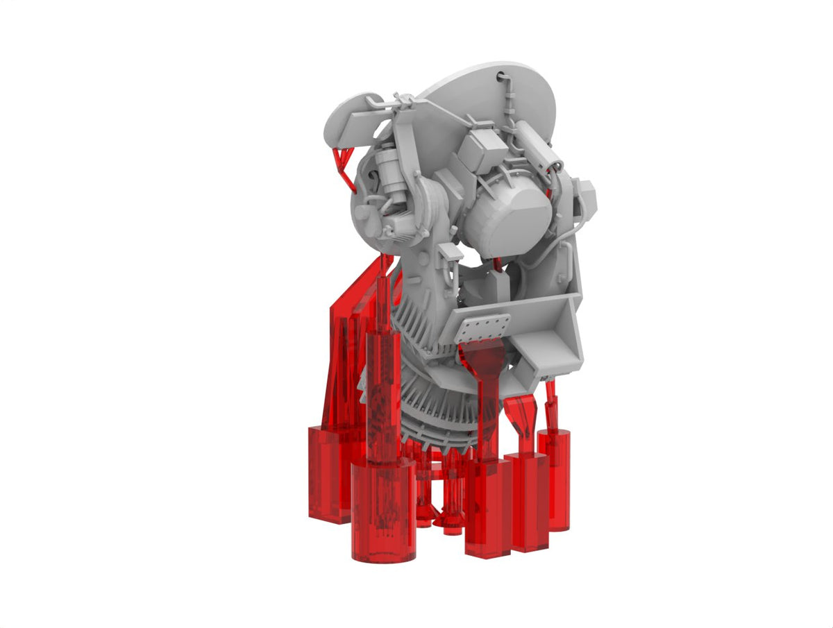 Photo of AN/SPG-60 Illumination Radar 1:700 scale resin model set by HS Model, showing detailed radar parts in 3D printed finish