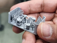 Photo of AN/SPS-49 Air Search Radar 1/350 scale 3D printed resin model set by HS Model HSM-U350069S showing detailed parts and four base types