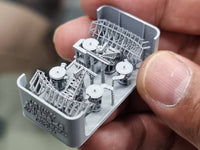 Photo of AN/SPS-49 Air Search Radar 1/350 scale 3D printed resin model set by HS Model HSM-U350069S showing detailed parts and four base types
