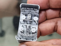 Photo of AN/SPS-49 Air Search Radar 1/350 scale 3D printed resin model set by HS Model HSM-U350069S showing detailed parts and four base types