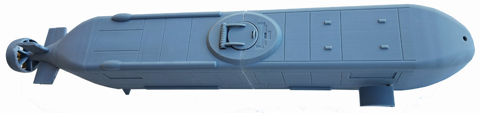 Photo of the Advanced SEAL Delivery System (ASDS) resin model kit in 1:72 scale by RC Subs, showing detailed hull and miniature submarine features.
