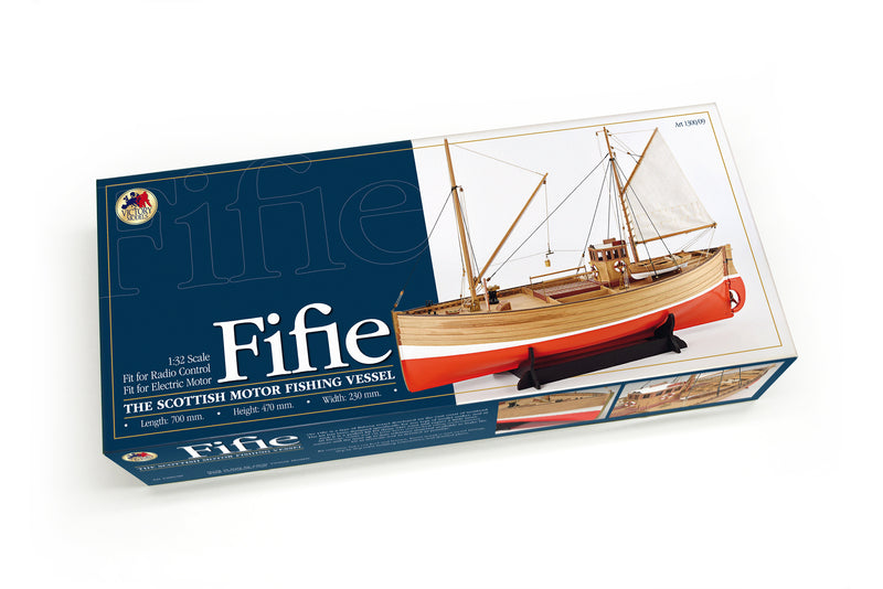 Photo of Amati Fifie B1300,09 Scottish fishing vessel wooden model kit at 1:32 scale