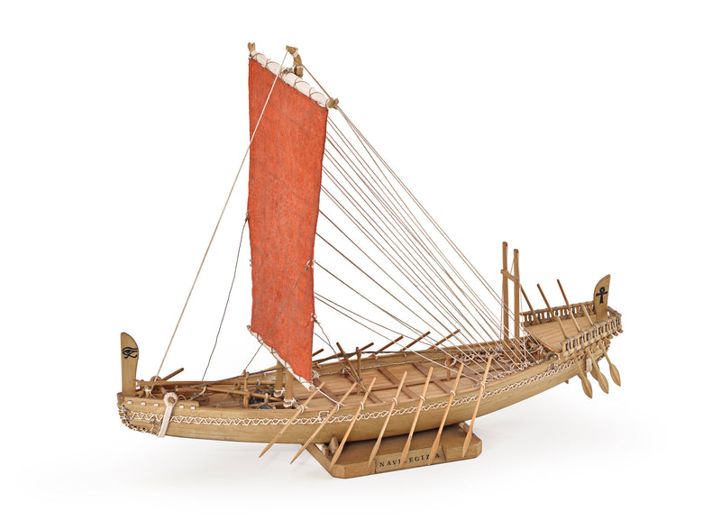 Photo of Amati B1403 Egyptian Ship model kit in 1:50 scale, wooden ancient Egyptian vessel with fabric sails
