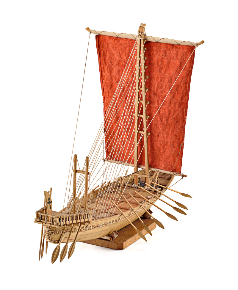 Photo of Amati B1403 Egyptian Ship model kit in 1:50 scale, wooden ancient Egyptian vessel with fabric sails