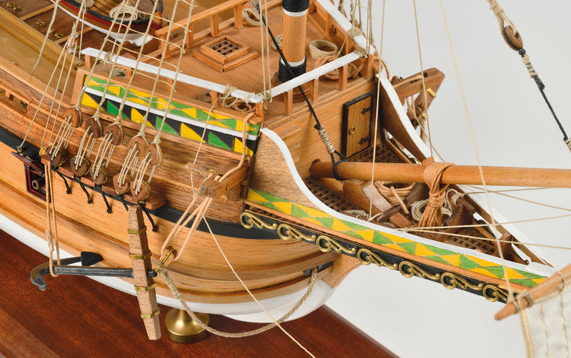 Image displaying the Amati Mayflower wooden model kit, featuring the detailed components and tools for assembling a historically accurate replica of the 17th-century Pilgrim ship, showcasing intricate craftsmanship and authentic design.