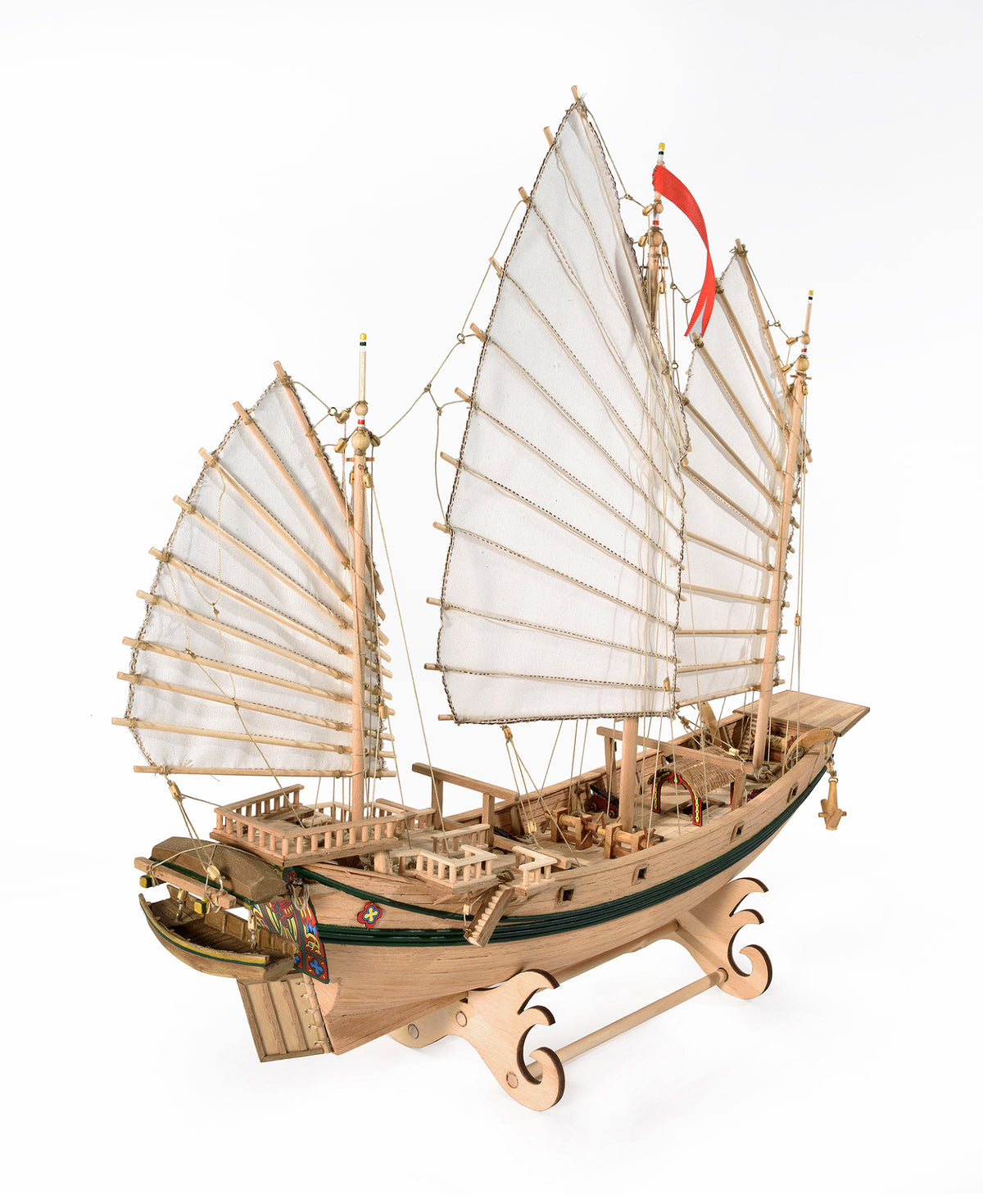 Photo of Chinese Pirate Junk wooden model kit Amati B1421 1:100 scale with sails and detailed rigging