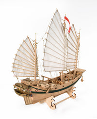 Photo of Chinese Pirate Junk wooden model kit Amati B1421 1:100 scale with sails and detailed rigging