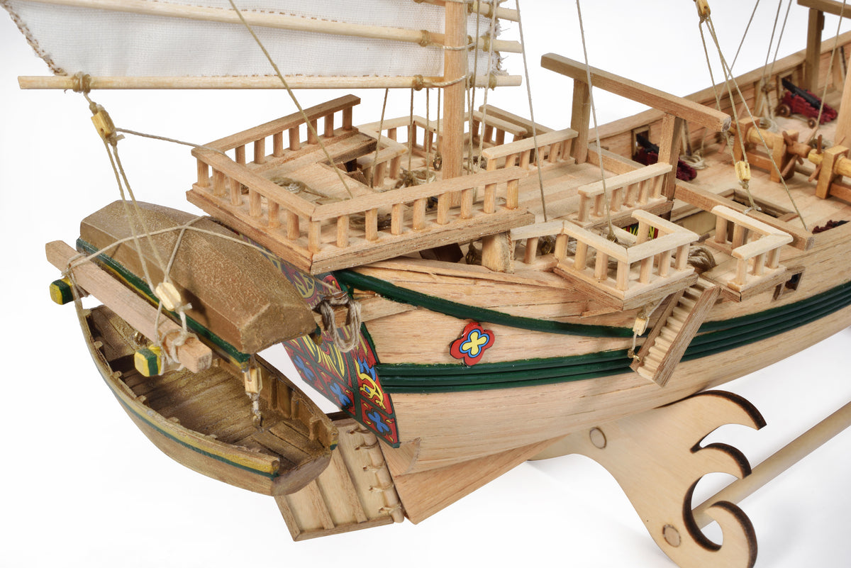 Photo of Chinese Pirate Junk wooden model kit Amati B1421 1:100 scale with sails and detailed rigging