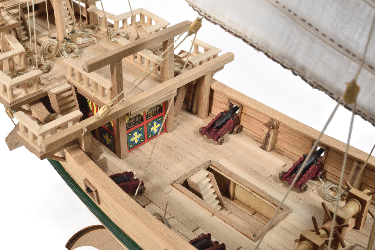 Photo of Chinese Pirate Junk wooden model kit Amati B1421 1:100 scale with sails and detailed rigging