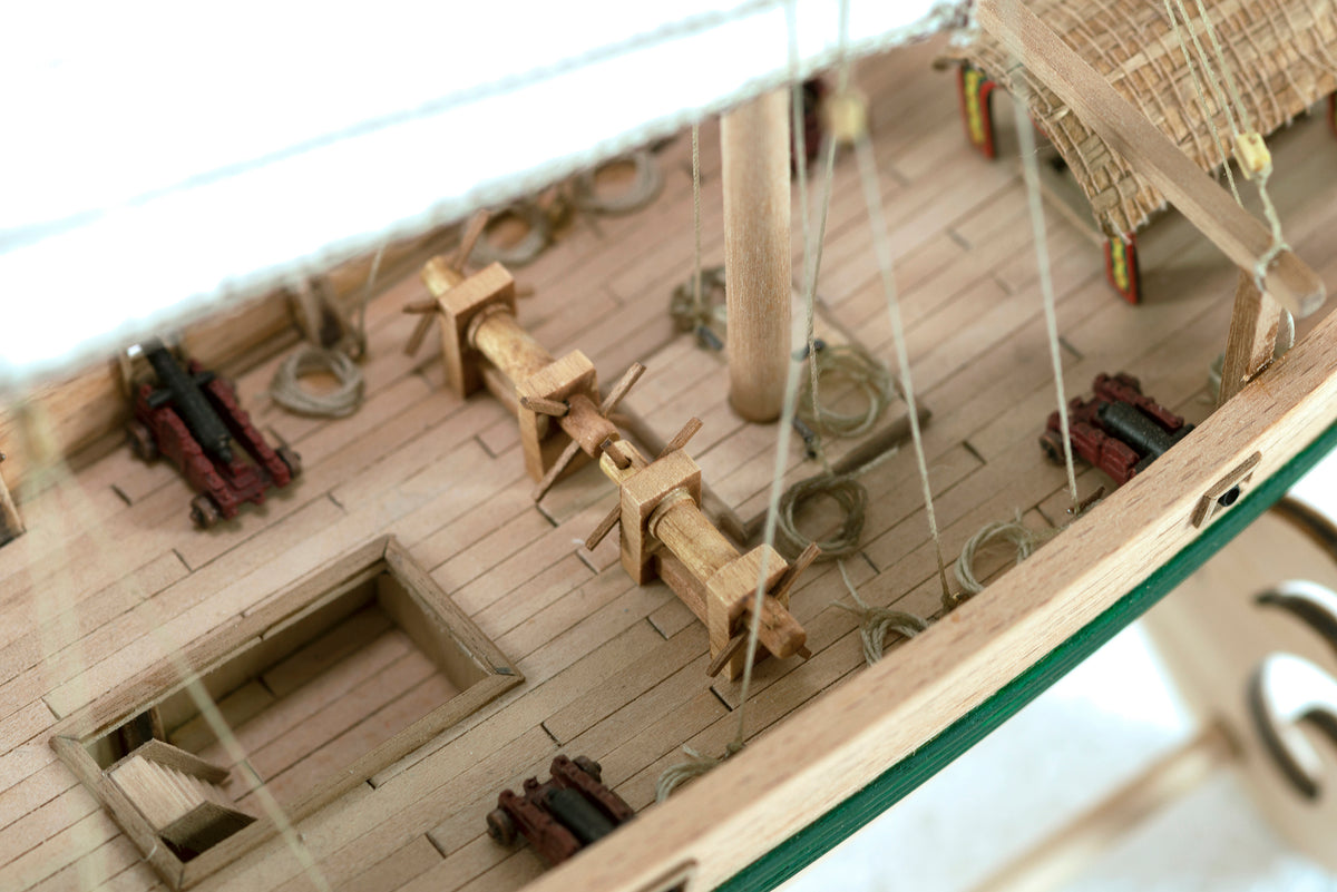 Photo of Chinese Pirate Junk wooden model kit Amati B1421 1:100 scale with sails and detailed rigging