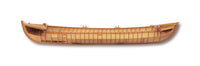 Photo of the Amati 1:16 scale New Bedford Whaleboat model kit showing detailed wooden construction and historical maritime design.