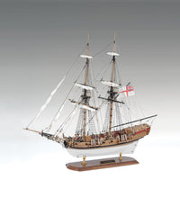 Photo of HM Badger 1777 wooden model ship kit by Amati B1300/07 in 1:64 scale, Royal Navy brig commanded by Horatio Nelson