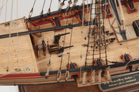 Photo of HM Badger 1777 wooden model ship kit by Amati B1300/07 in 1:64 scale, Royal Navy brig commanded by Horatio Nelson