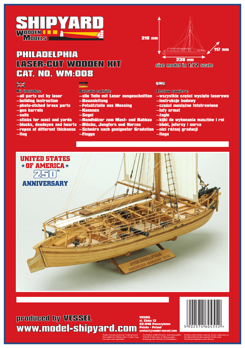 Philadelphia American Gunboat 1776 1:72 Shipyard (WM:008)