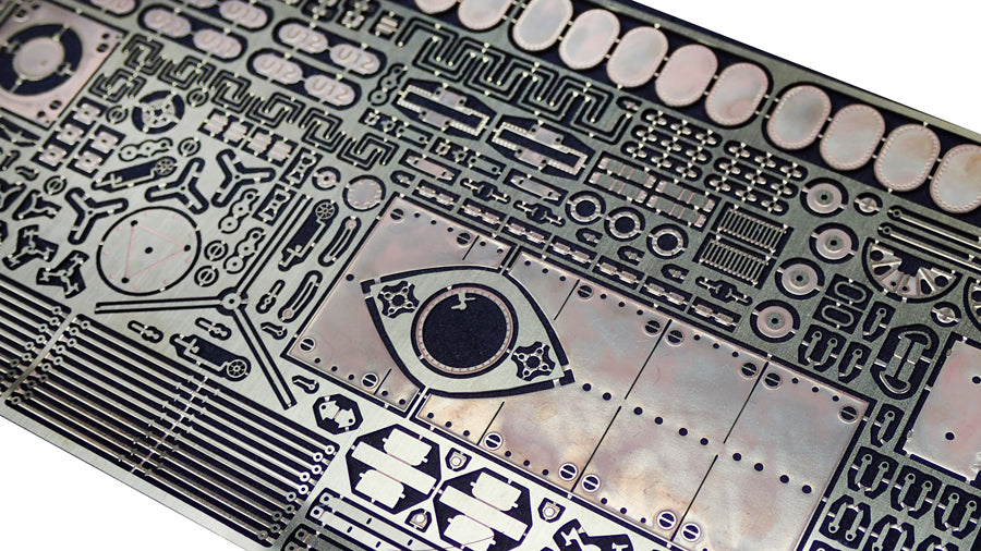 Photo of photo-etched detail set for German U-Boat SM U-09 1:72 scale Das Werk DW72001 RC Subs brass upgrade parts