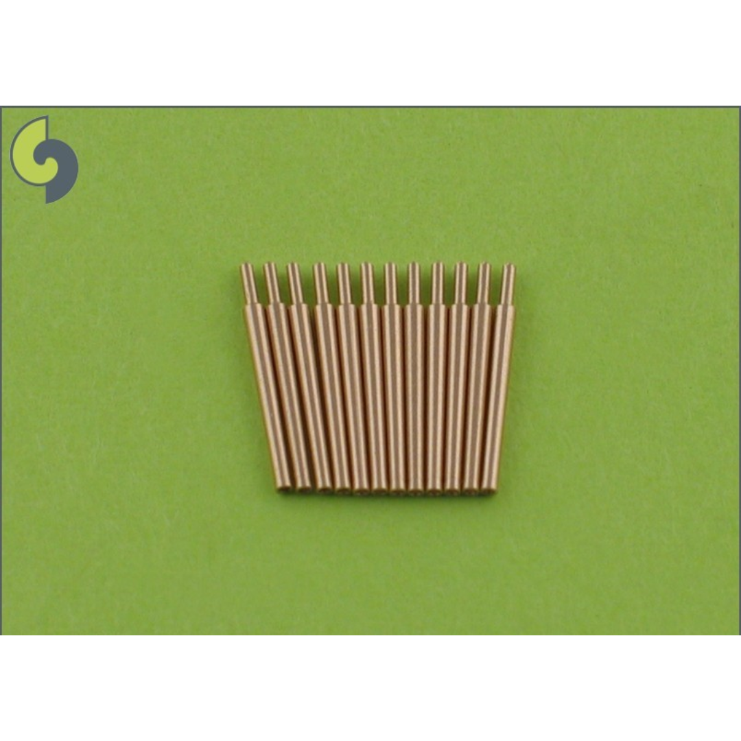Photo of Master SM-350-008 12.7cm/40 (5in) Type 89 brass barrels for 1:350 scale IJN warship models, featuring precision-turned metal parts for turrets with blastbags.