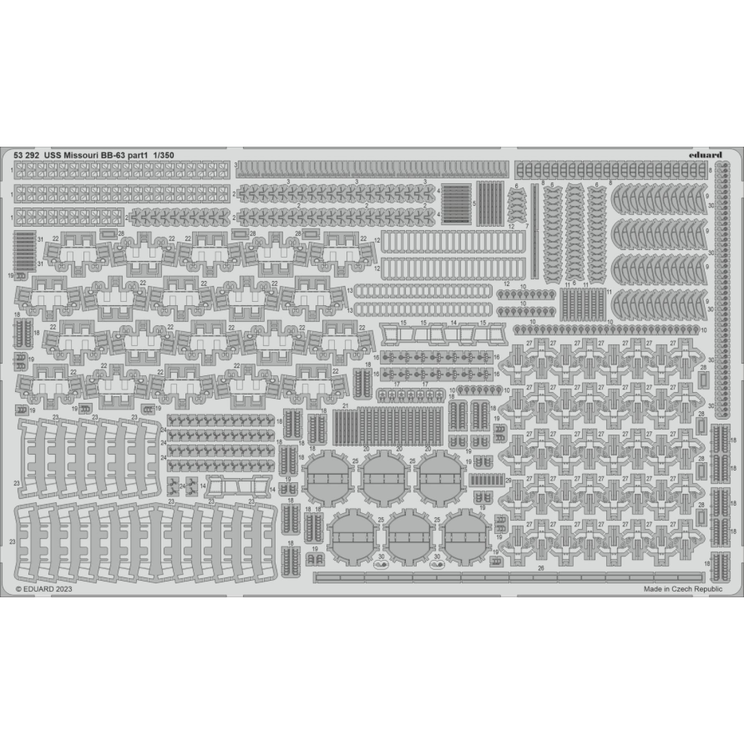 Photo of Eduard 53292 USS Missouri BB-63 Photo-Etched Details Part 1 for Hobby Boss 1:350 scale model kit