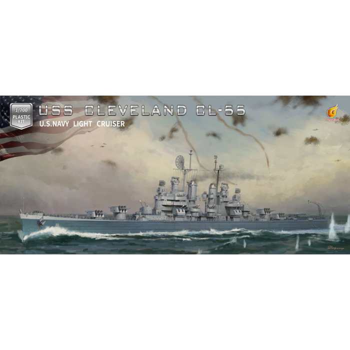 Photo of USS Cleveland CL-55 1:700 scale model kit by Very Fire VF700920 WWII light cruiser