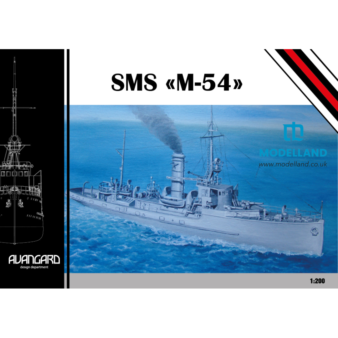 Photo of SMS M-54 1:200 Avangard 002 card model kit with laser cut frame and detail sets