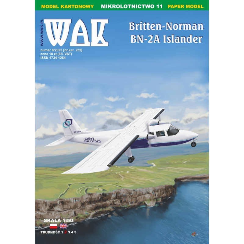 Photo of Britten-Norman BN-2A Islander Aer Arann 1:50 scale card model kit from WAK Publishing