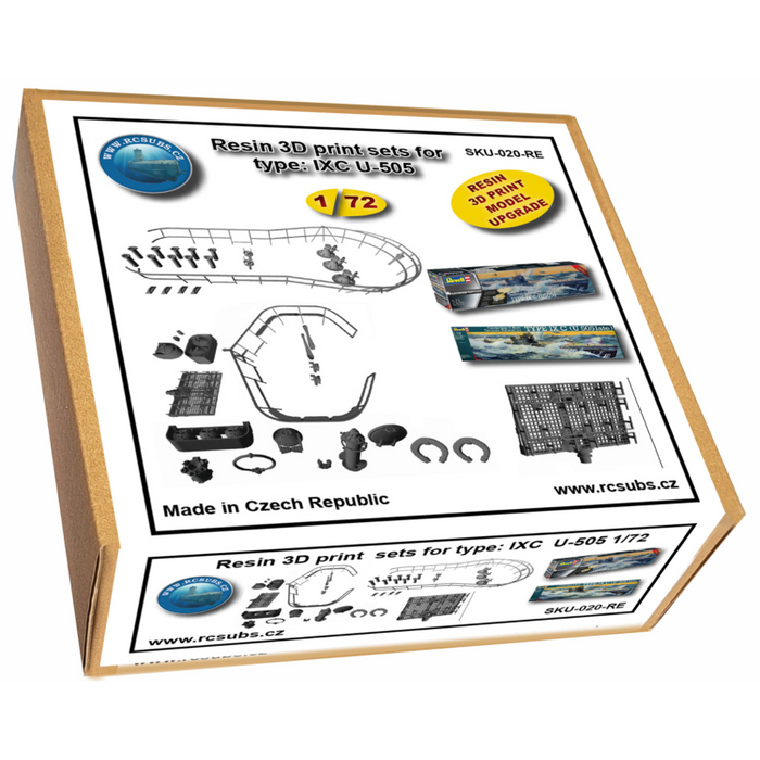 Photo of U-Boat Type IXC U-505 1:72 Revell resin 3D print upgrade kit with detailed submarine accessories