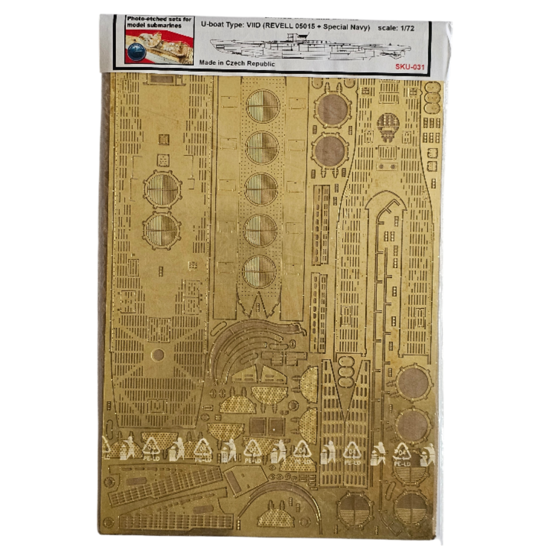 Photo of photo-etched deck and detail set for German U-Boat Type VIID 1:72 Revell 05015 RC Subs 031