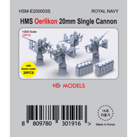 Photo of HMS Oerlikon 20mm Single Cannon Set 1:200 by HS Model with 12 cannons and 20 ammo lockers