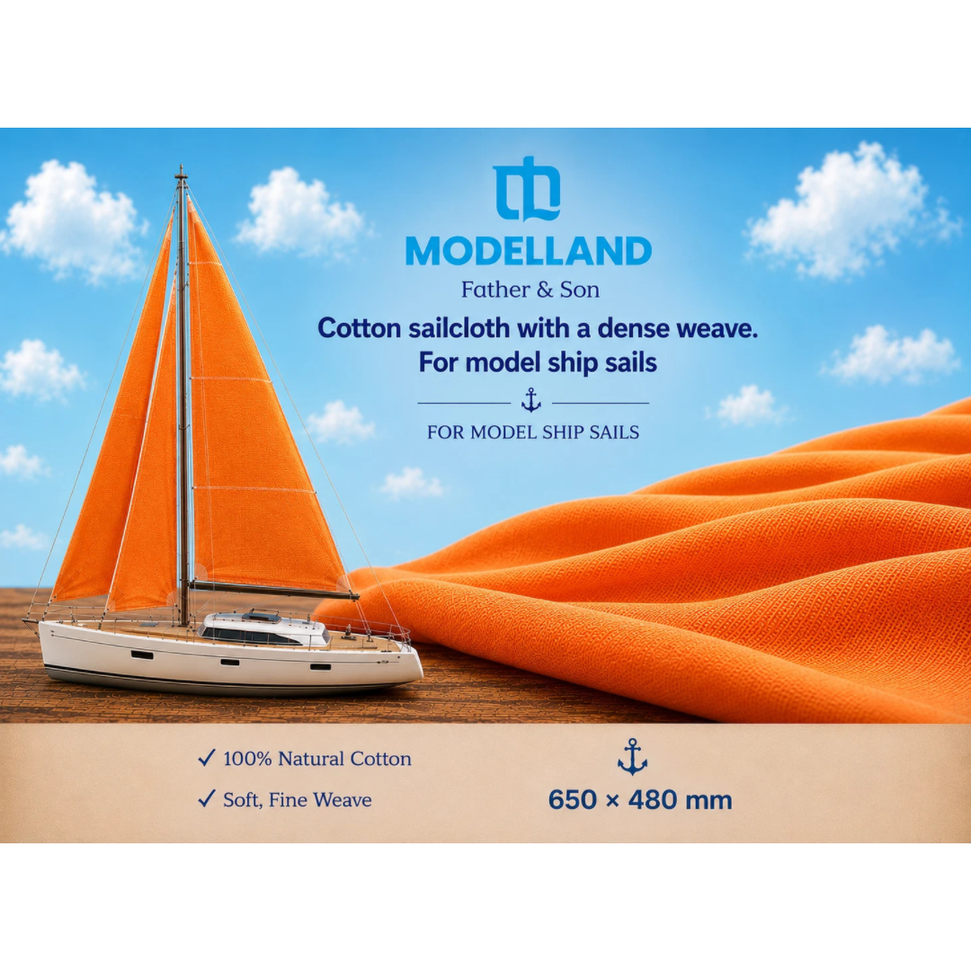 Photo of orange dense weave natural cotton sail cloth fabric for model ship sails