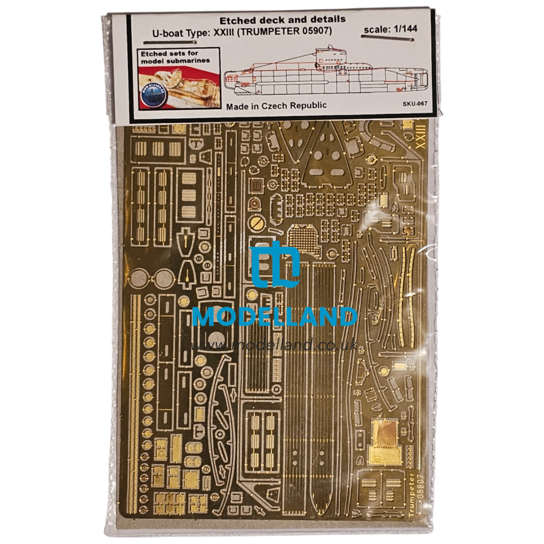 Photo of German U-Boat Type XXIII 1:144 detail set with photo-etched brass  parts for Trumpeter model