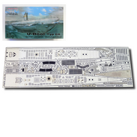 Photo of 1:72 scale photo-etched brass upgrade set for German U-Boat Type IIA, showing deck and conning tower detailing parts.