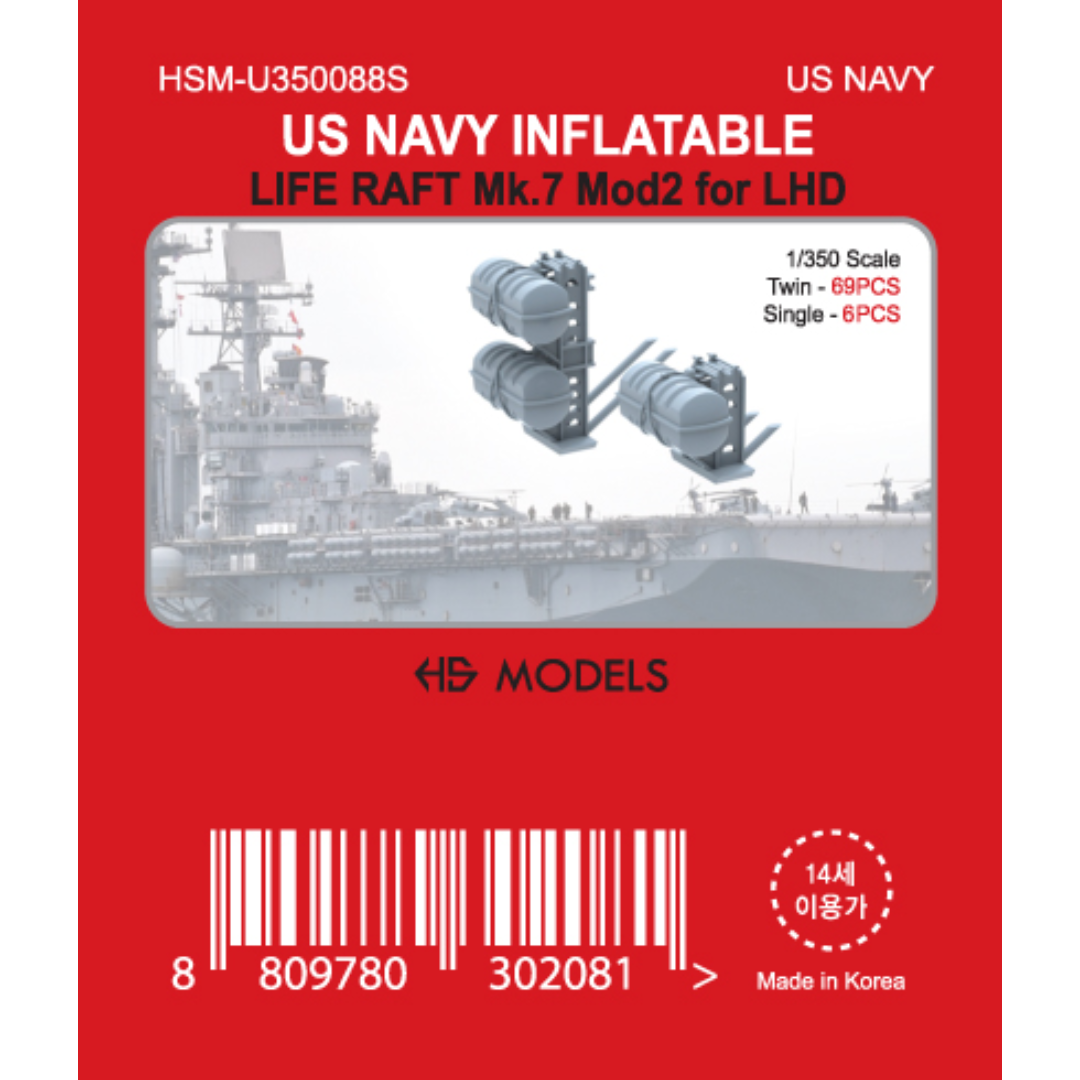 Photo of US Navy Inflatable Life Raft Mk.7 Mod.2 1:350 set with twin and single rafts for LHD ship models