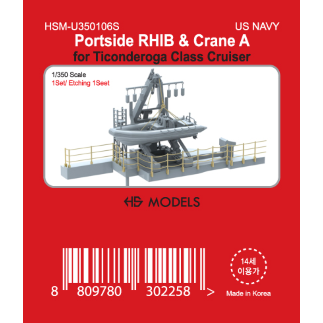 Photo of Portside RHIB & Crane A photo-etched detail set for Ticonderoga Class Cruiser 1:350 HSM-U350106S