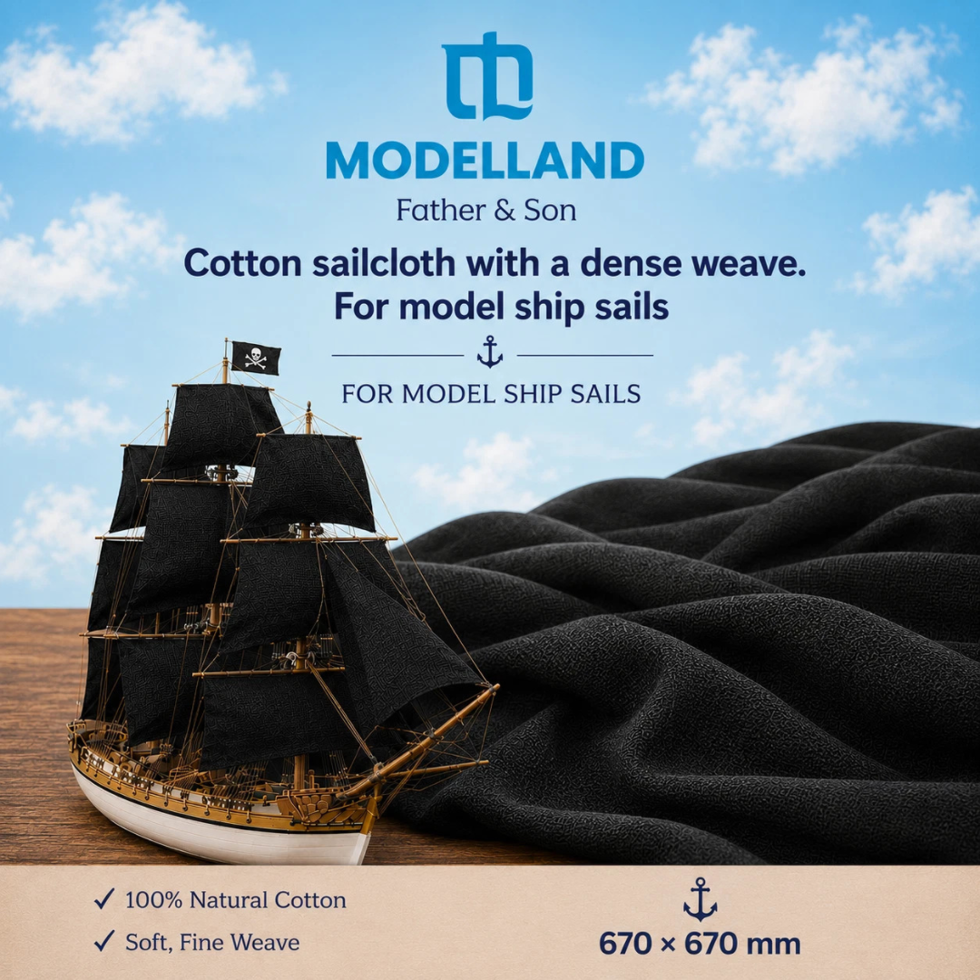 Photo of Black Dense Weave Cotton Sail Cloth Fabric for Model Ship Sails by Modelland